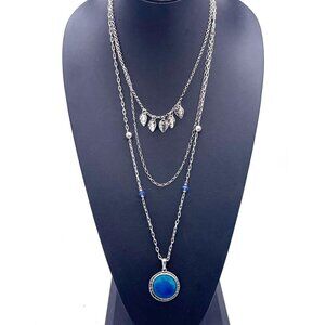 Kenneth Cole Multi-Strand Chain Pendant Necklace Silver Tone 19 to 22 Inches